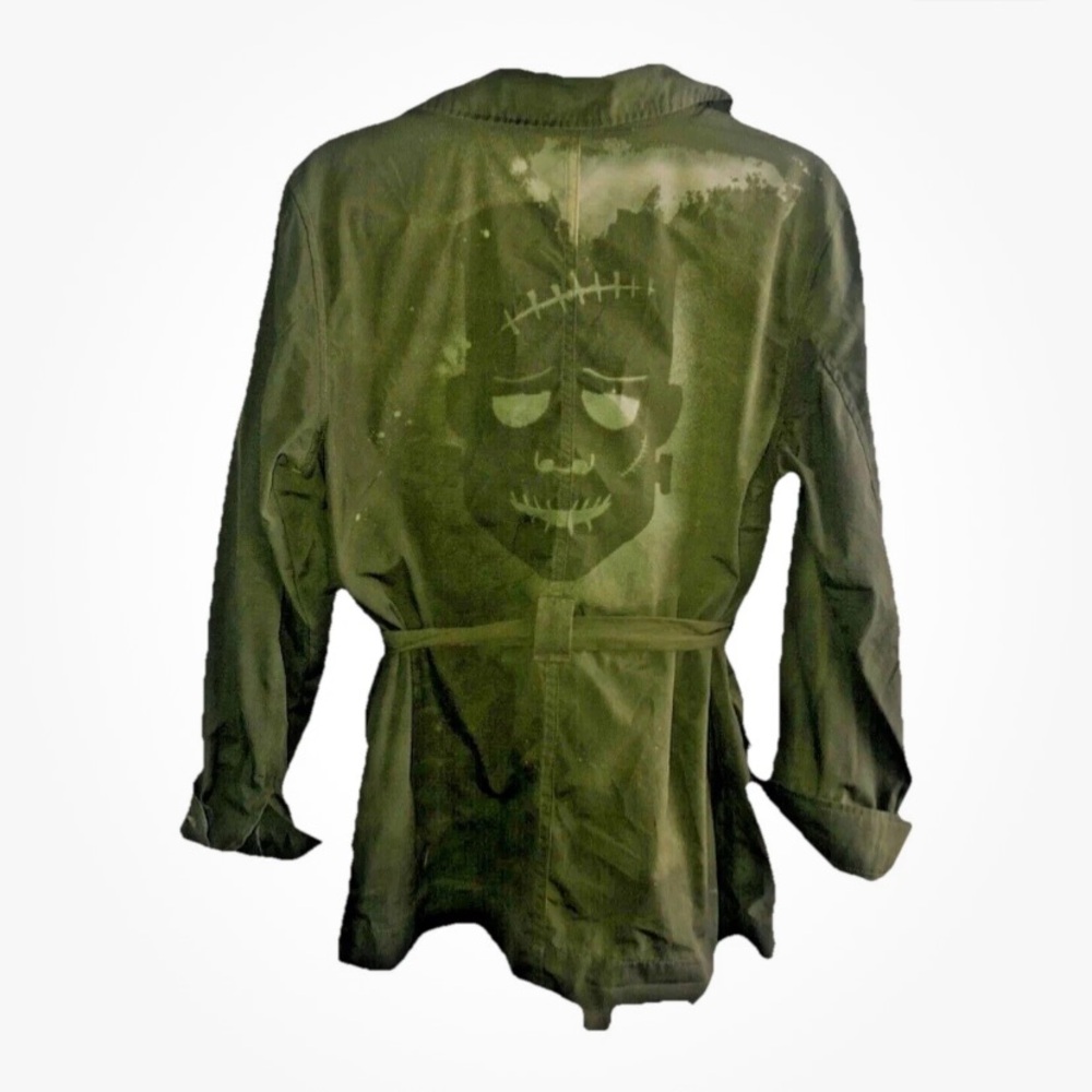 Frankenstein Goth Distressed Halloween Costume Utility Military‎ Jacket Small